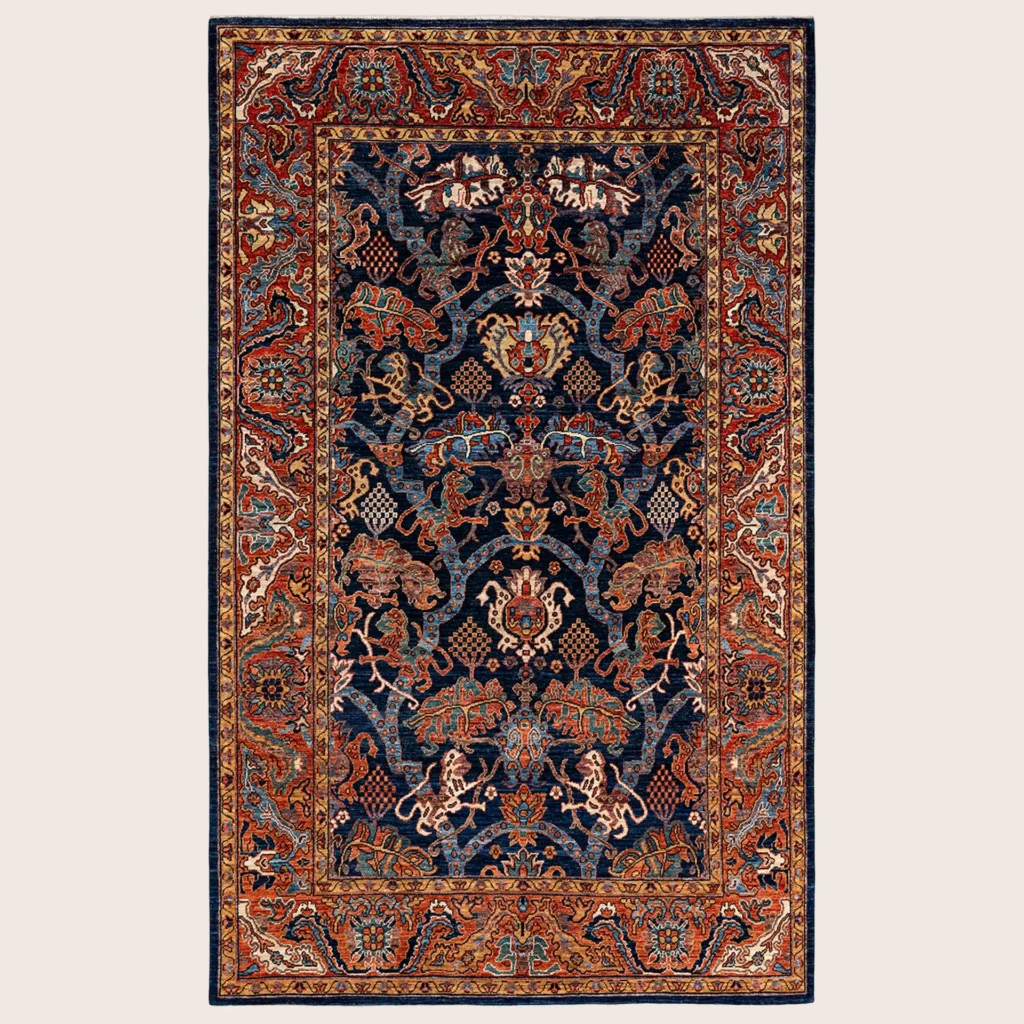 Blue & Red Traditional Serapi Wool Rug
