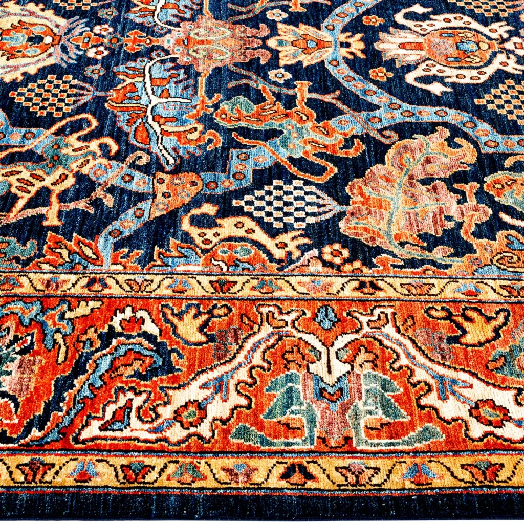 Blue & Red Traditional Serapi Wool Rug