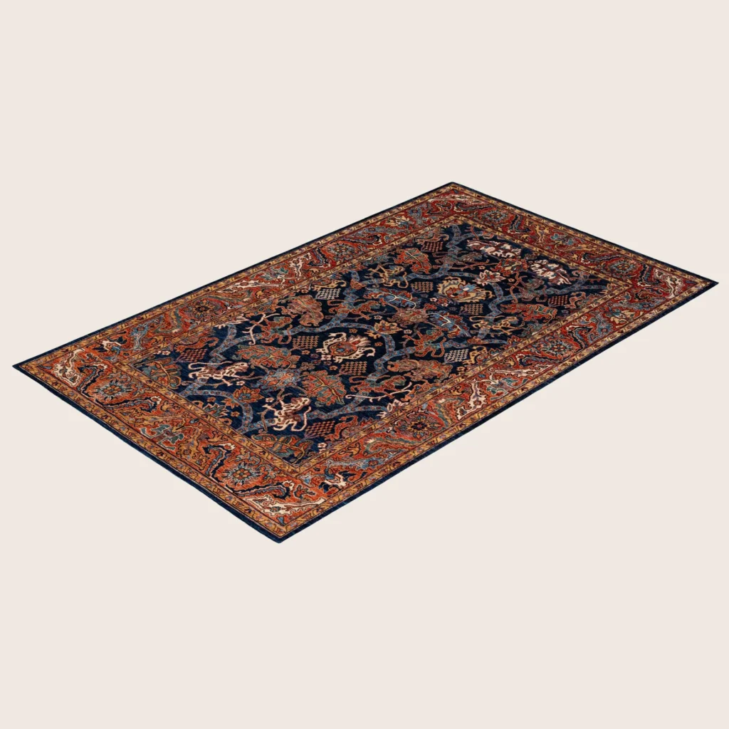 Blue & Red Traditional Serapi Wool Rug